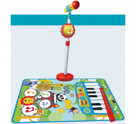 Alfombra Batería y Piano con Micrófono de Pie y Baquetas Fisher-Price
