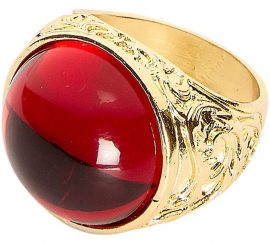 Golden ring with red gem