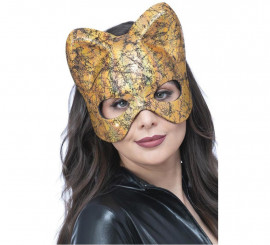 Goldene Katzenmaske mit elastischen Ohren für Erwachsene