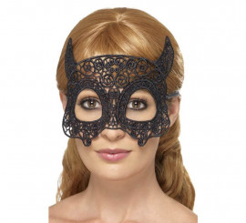 Gothic Black Lace Devil's Mask