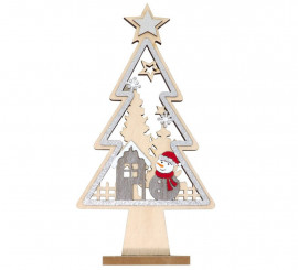 Árbol con Estrella Plata de Madera de 30 cms