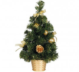 Árbol de Navidad Decorado Oro de 30 cm con Maceta