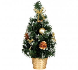 Weihnachtsbaum geschmückt 30 cm Snowy Gold mit Blumentopf