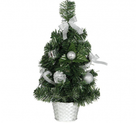 30 cm Silver Decorated Christmas Tree with Pot