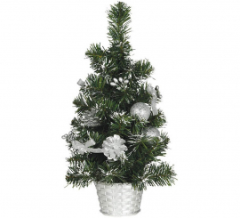 Weihnachtsbaum geschmückt Snowy Silber 40 cm mit Blumentopf