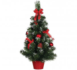 Árbol de Navidad Decorado Rojo Nevado de 60 cm con Maceta