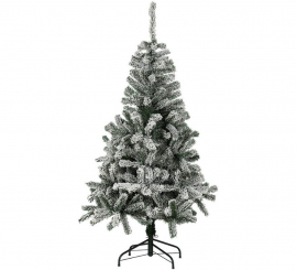 Albero di natale con neve Alaska con piede in metallo di 120 cm