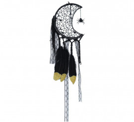 65 cm black moon and feather dream catcher