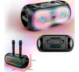 Bafle Bluetooth, FM radio y 2 Micrófonos inalámbricos