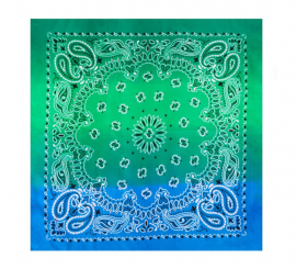 Bandana ou lenço Paisley gradiente azul 54x54 cm