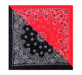 Bandana ou lenço Paisley vermelho e preto 54x54 cm