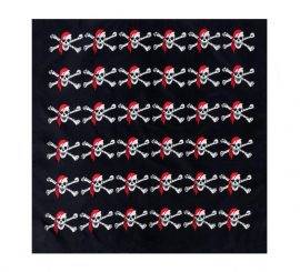 Black Pirate Bandana with Skulls 54x54 cm