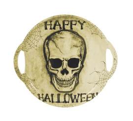 „Happy Halloween“ Totenkopf-Tablett mit 30 cm langen Griffen