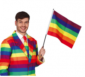 Rainbow Flag with Stick 35X45 cm