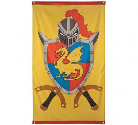 Yellow Medieval Flag with Shield 150 x 90 cm