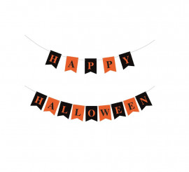 Banner de Happy Halloween negro y naranja de 3 m