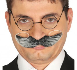 Bigode Inglês Cinza com Adesivo