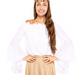 Blusa Medieval blanca con Volantes para mujer