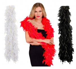 Feather Boa with golden foam measuring 1.80m and 80g in various colours