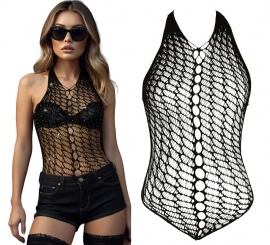 Body de Rejilla negro con Pedrería para mujer