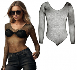 Body negro con Pedrería para mujer
