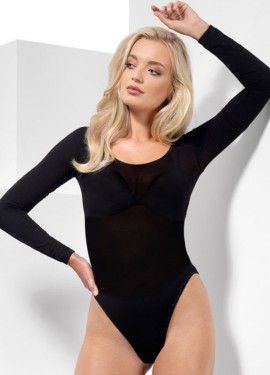 Manga comprida de corpo preto para mulher