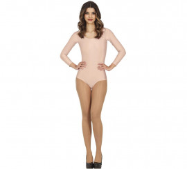 Beige long sleeve bodysuit or jersey for women