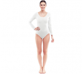 White long sleeve bodysuit or jersey for women