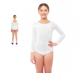 Body o Maillot Ballet blanco manga corta para niña