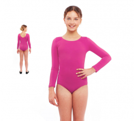 Fuchsia long-sleeved bodysuit or jersey for girls