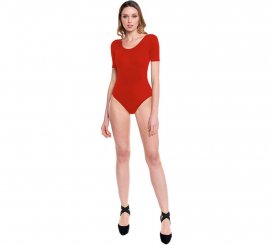 Red short sleeve bodysuit or jersey for women