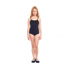 Knitted bodysuit or leotard with black straps for girl