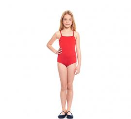 Knitted Bodysuit or Leotard with red straps for girl