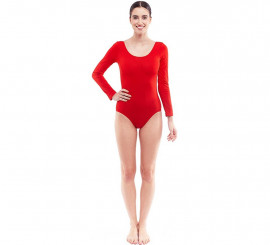 Body ou maillot rouge à manches longues pour femme