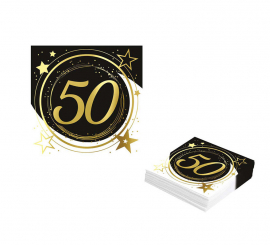 Bag of 12 Napkins 50 Years Birthdays and Anniversaries of 33X33 cm