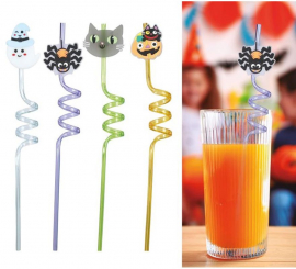 Beutel mit 4 Halloween-Strohhalmen, 27 cm