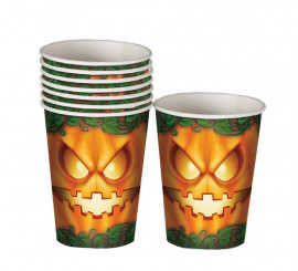 Bolsa 6 Vasos 10 cm Halloween Calabaza