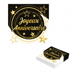 Bag of 12 Joyeux Anniversaire Napkins of 33X33 cms