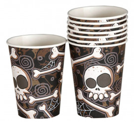 Bolsa de 8 Vasos de calaveras y huesos Bolsa de 8 Vasos de calaveras y huesos