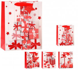 Saco de presente de Natal branco e vermelho 18X23X10 cm