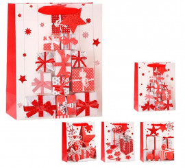 White and red Xmas Gift Bag 26X32X12.5 cm