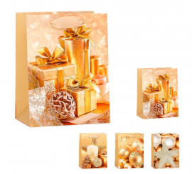 Saco de presente de Natal dourado 32X42X11,5 cm
