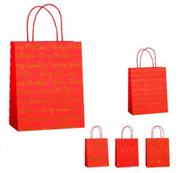 Sacola de presente de Natal 32X42X11 cm kraft vermelho