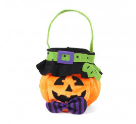 Bolsa para dulces Calabaza de terciopelo de 18x16 cm