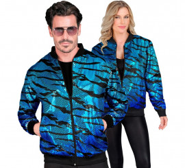 Bomber Moda animal print a rayas azul para adulto