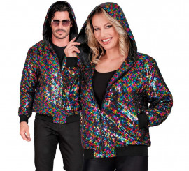 Bomber multicolor a pois con cappuccio per adulto