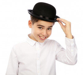 Classic black children's bowler hat 26x22x9 cm