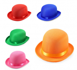 Adult bowler hat with ribbon in various colours