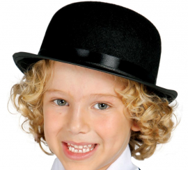 Children's black felt bowler hat