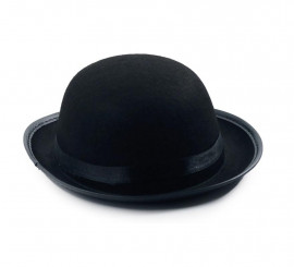 Children's low black bowler hat